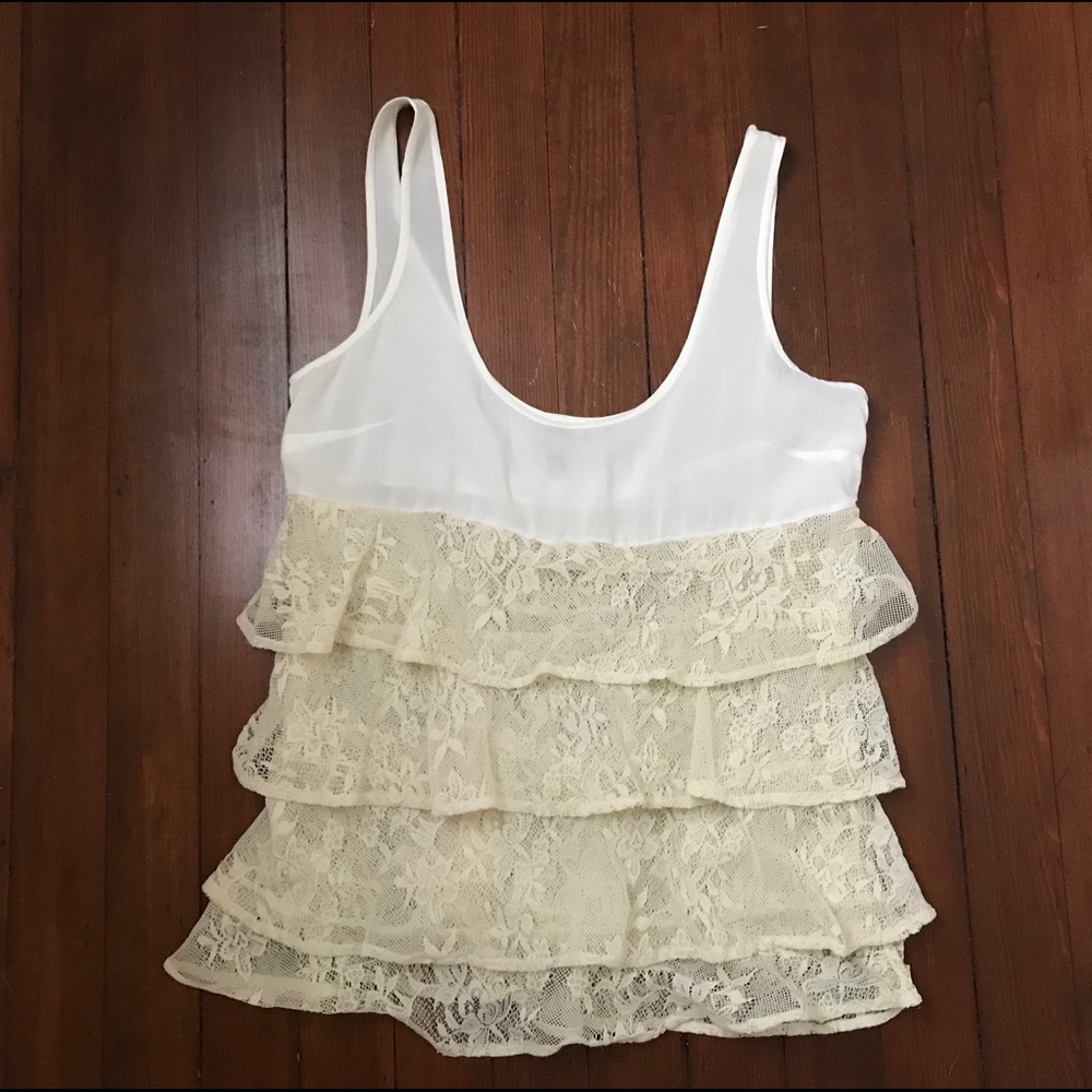 Free People Lace Ruffles Tank Top Cami
